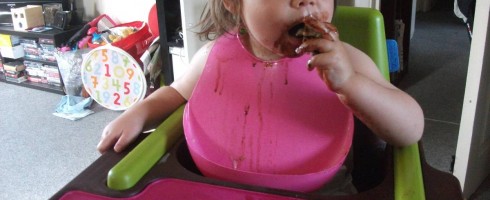 Amélie enjoying Nutella