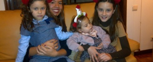 Amelie and her cousins on Christmas Eve